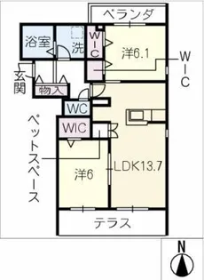 メゾンドゥラミティエ【1階】の間取り