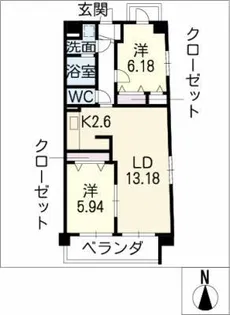 K’s KOUNOMIYA【6階】の間取り