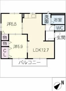 ヴィルヌーブ三好ヶ丘【2階】の間取り