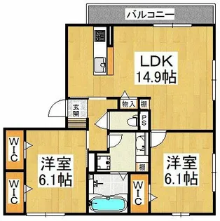 agerate(アジェラート)B棟【2階】の間取り