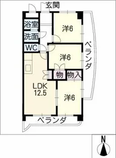 グランドゥール雲雀ヶ岡【3階】の間取り