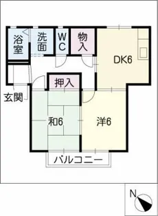 ヴィルヌーブ D【1階】の間取り