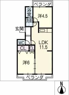 BELLE MAISON FUSHIYA【2階】の間取り