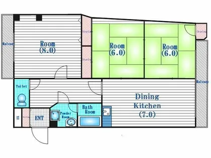 阪神ハイグレードマンション1番館【7階】の間取り