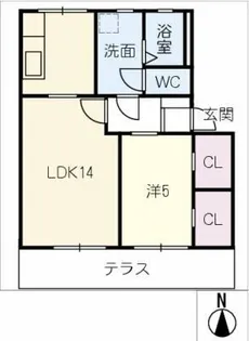ボーヌング木田【1階】の間取り