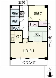 スカイコート黒沢台【4階】の間取り