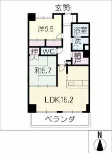 グランドール冨士【6階】の間取り