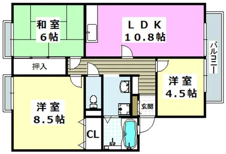 エクセル南茨木B棟【2階】の間取り