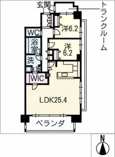 ダイアパレス鶴舞公園【6階】の間取り