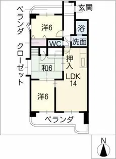 グランドール水附【4階】の間取り