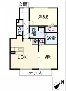 フレール B棟【1階】の間取り