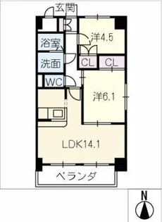 グレイス中坪【4階】の間取り