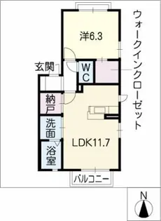 クレイドル住吉B棟【2階】の間取り