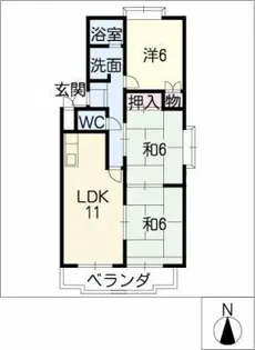 フローレス鹿山【1階】の間取り