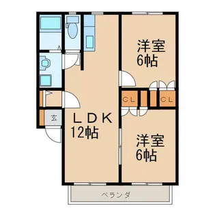 グリーンコートいちじまB【1階】の間取り