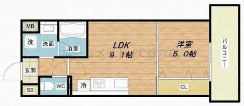 グランパシフィック今里LUXE【9階】の間取り