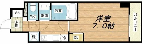 ファーストフィオーレ谷町六丁目フェリシア【6階】の間取り
