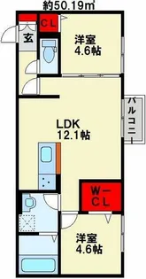 Claire court【103号室】の間取り