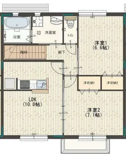 カーサ・デルソーレKHK B棟【2階】の間取り