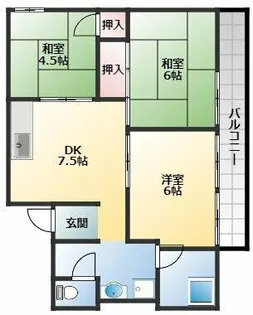 サンハイム陵西【3階】の間取り
