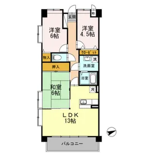 プラザハイツ二ツ屋F棟【1階】の間取り