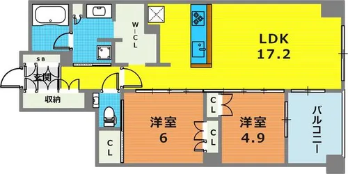 イニシア神戸森北町【102号室】の間取り