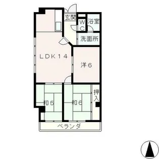 シャトー洗堰【2階】の間取り