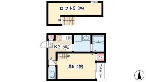 アールグレイス中島町【205号室】の間取り
