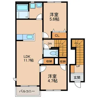 ソレイユ二重掘A棟【2階】の間取り
