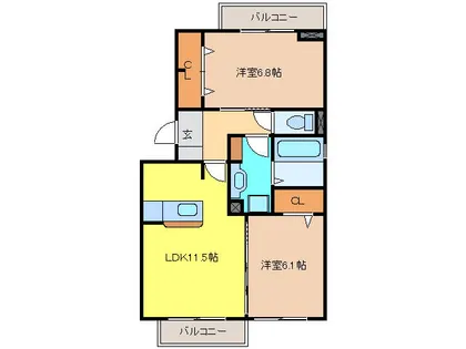 プリムローズA棟【3階】の間取り