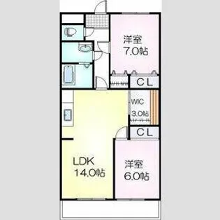 サンルミナスM【2B号室】の間取り