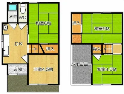 大阪府松原市天美東4丁目【一戸建】の間取り