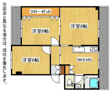 井堀南団地3棟 203号室【2階】の間取り