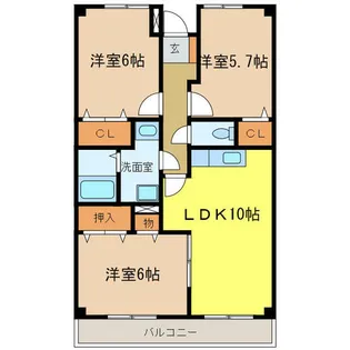 ラ・メールⅡ【303号室】の間取り