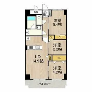エルスタンザ金山EST【7階】の間取り