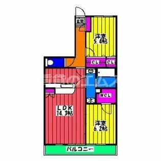 クレアS【4階】の間取り