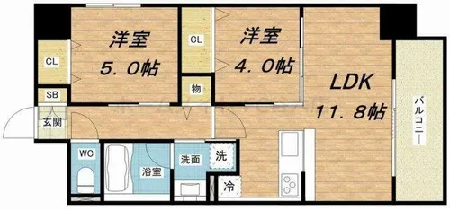 フェリースヴィダ福島【7階】の間取り