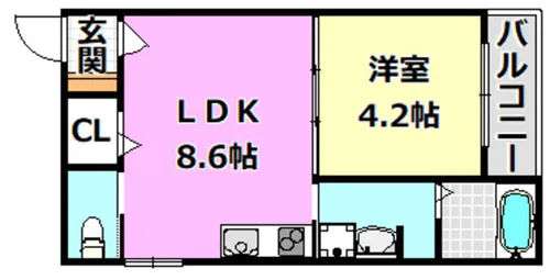リバーサイド南摂津【1階】の間取り
