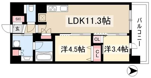 2LDKの間取り画像