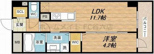 La Luce長堀通【4階】の間取り