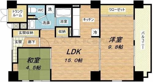 ロイヤルパークス桃坂【7階】の間取り