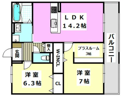 セジュール ド ソレイユⅡ A棟【2階】の間取り