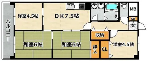 サンコート萩乃台【303号室】の間取り