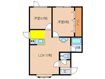 サンライフ亀田港Ⅱ【102号室】の間取り