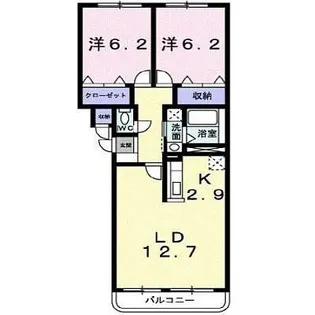 ジェルメ吉川町【101号室】の間取り