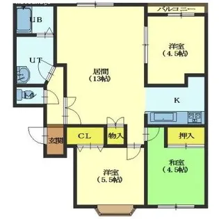 エンドレス五稜郭B棟【403号室】の間取り
