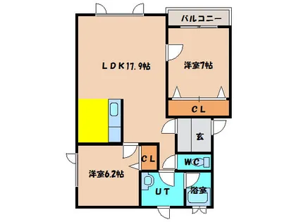 2LDKの間取り画像