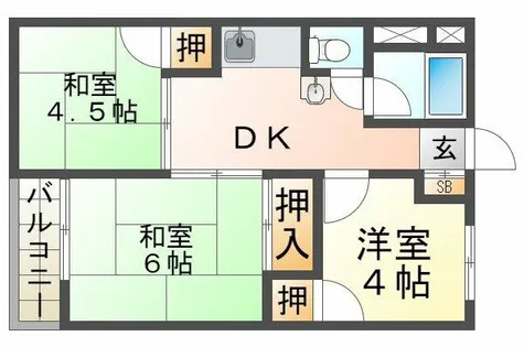 舞子コーポラス【6階】の間取り