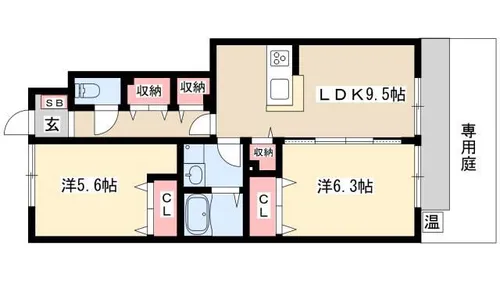 クレール杉村【1階】の間取り