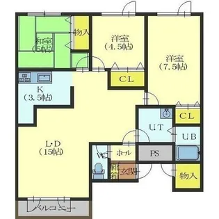 エンドレス五稜郭A棟【1階】の間取り